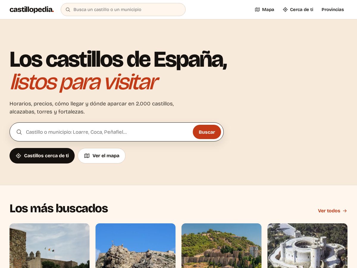 Landing-page snapshot of castillopedia.com