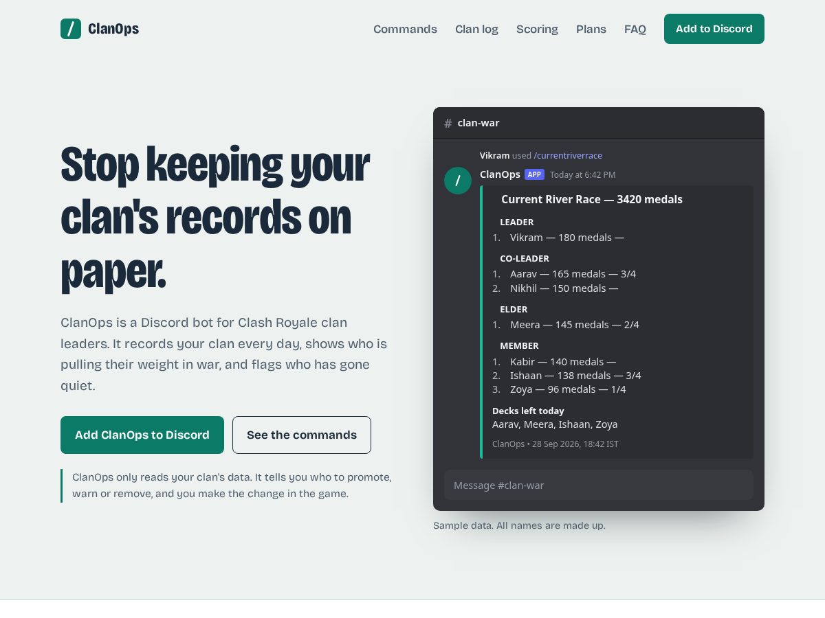 Landing-page snapshot of clanops.tech