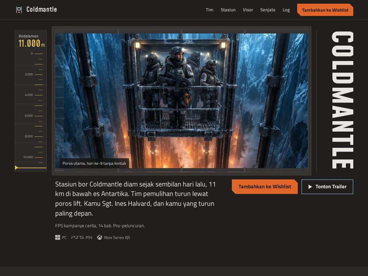Landing-page snapshot of coldmantle.com
