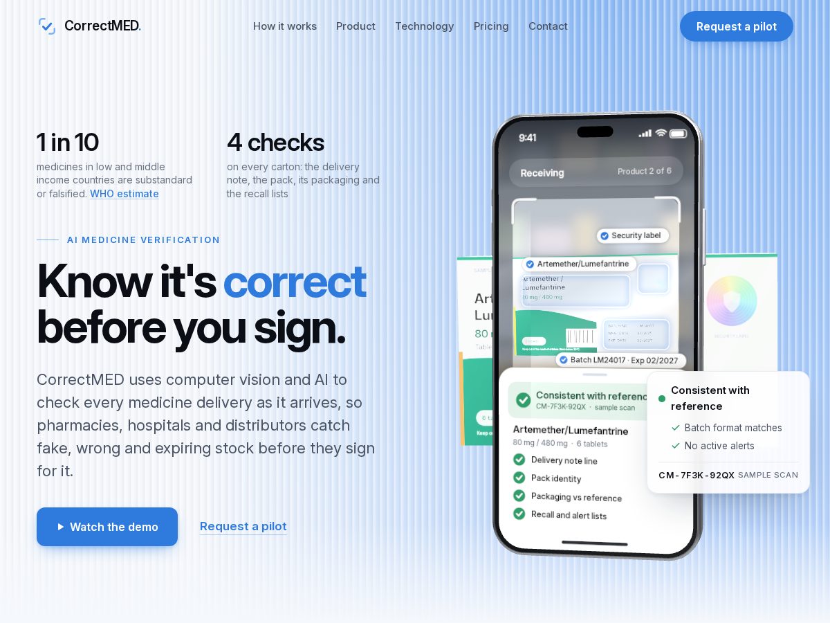 Landing-page snapshot of correctmed.site