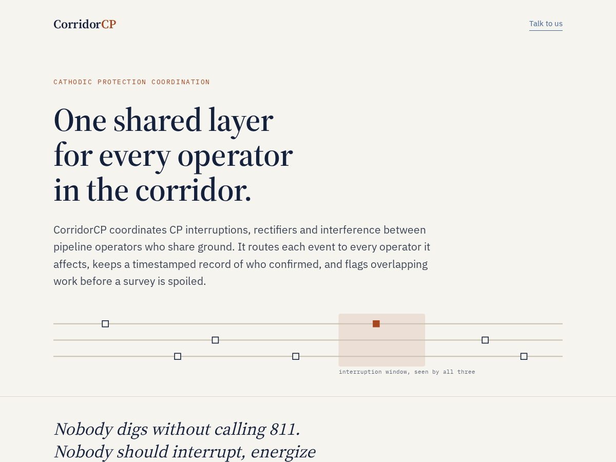 Landing-page snapshot of corridorcp.com