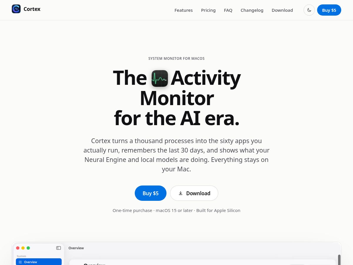 Landing-page snapshot of cortexformac.com