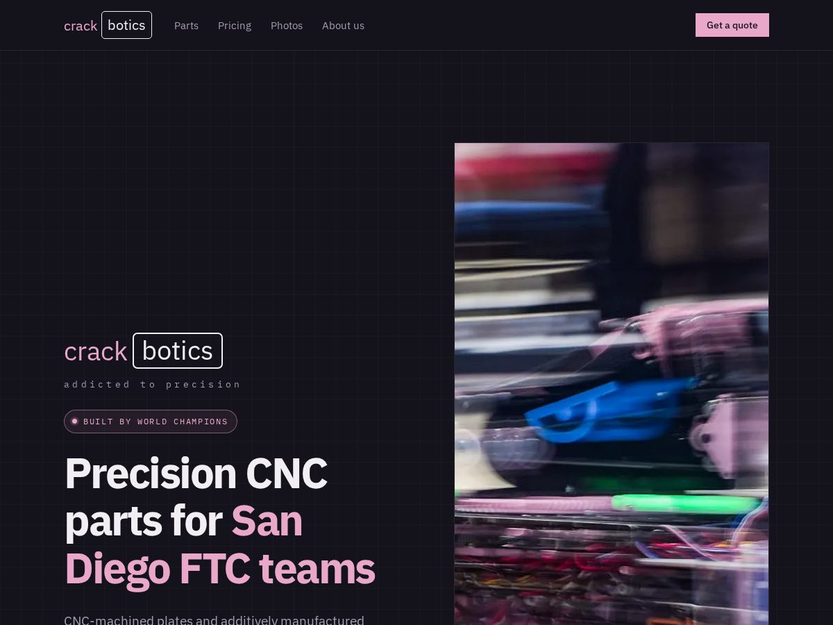 Landing-page snapshot of crackbotics.com