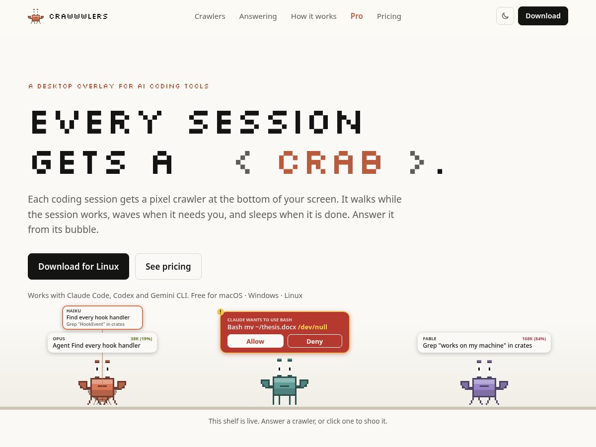 Landing-page snapshot of crawwwlers.com
