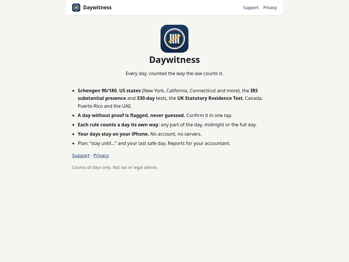 Landing-page snapshot of daywitness.com