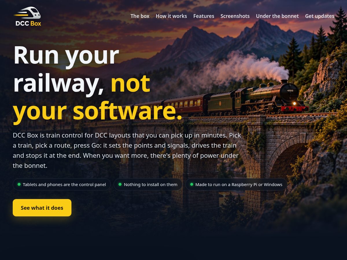Landing-page snapshot of dccbox.com