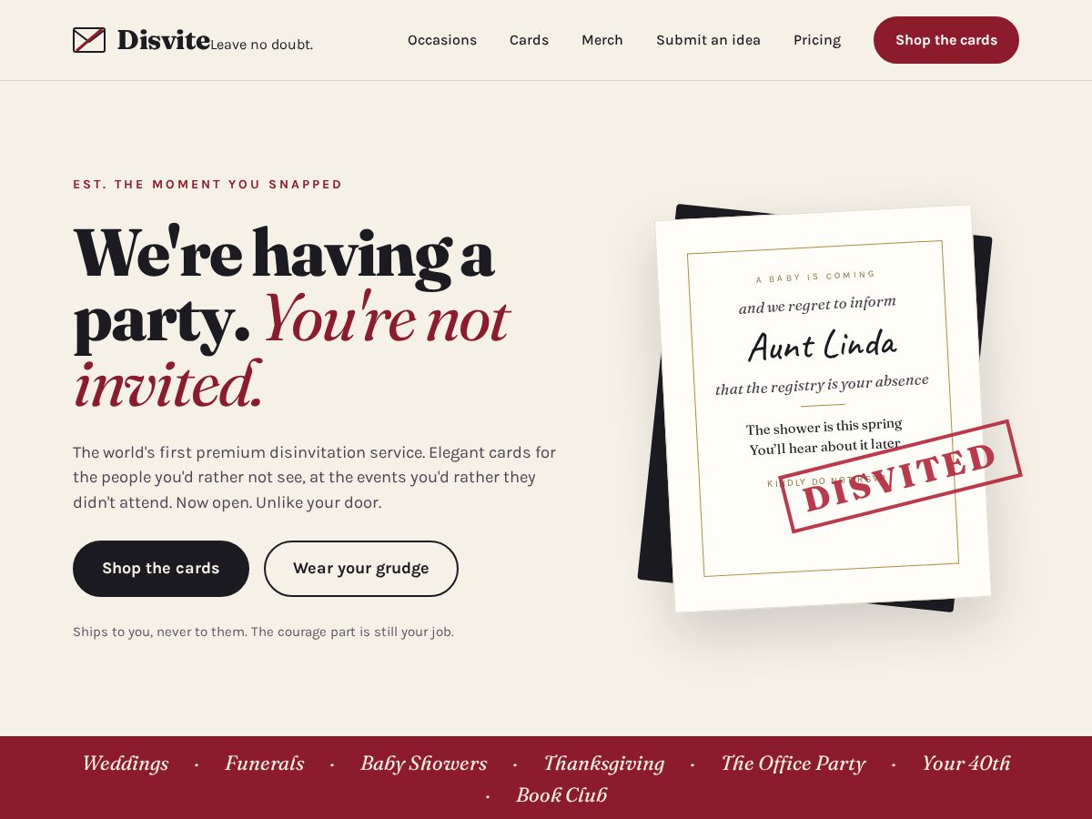 Landing-page snapshot of dissvite.com