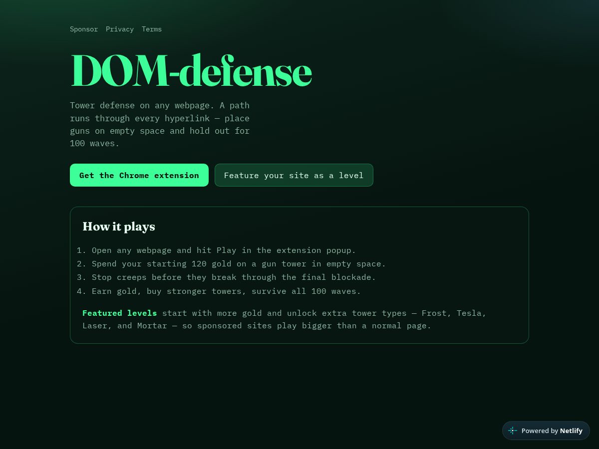 Landing-page snapshot of domdefense.com