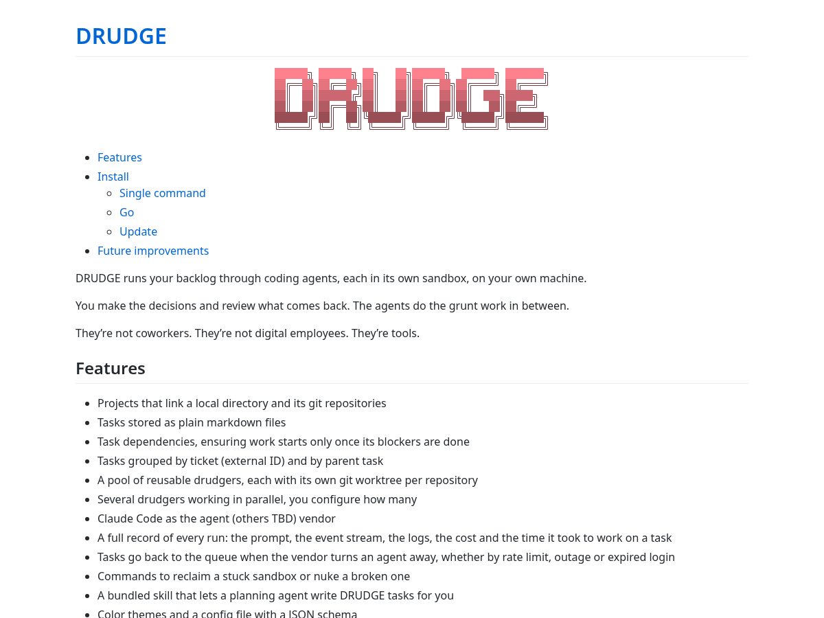 Landing-page snapshot of drgtools.dev
