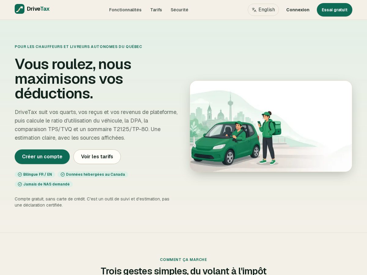 Landing-page snapshot of drivetax.net