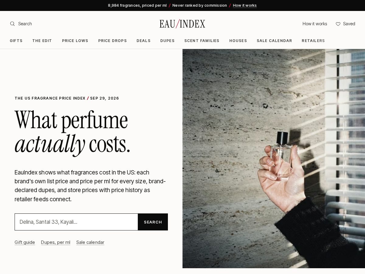 Landing-page snapshot of eauindex.com