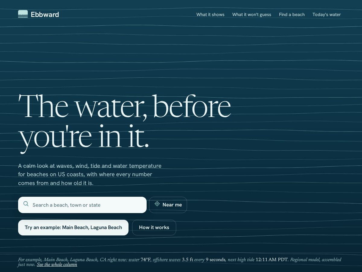 Landing-page snapshot of ebbward.com