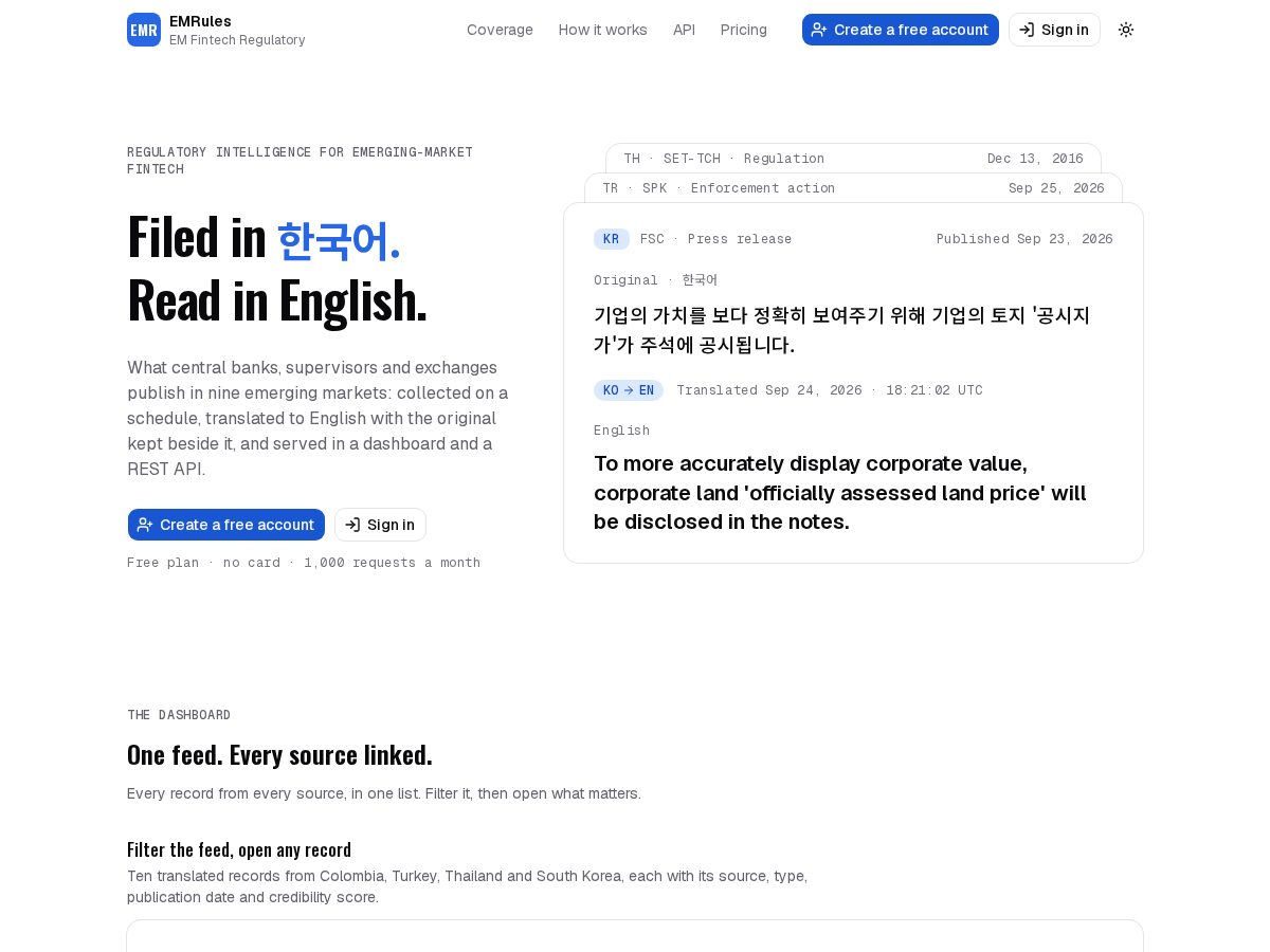 Landing-page snapshot of emrules.com