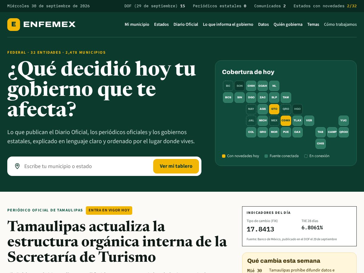 Landing-page snapshot of enfemex.com