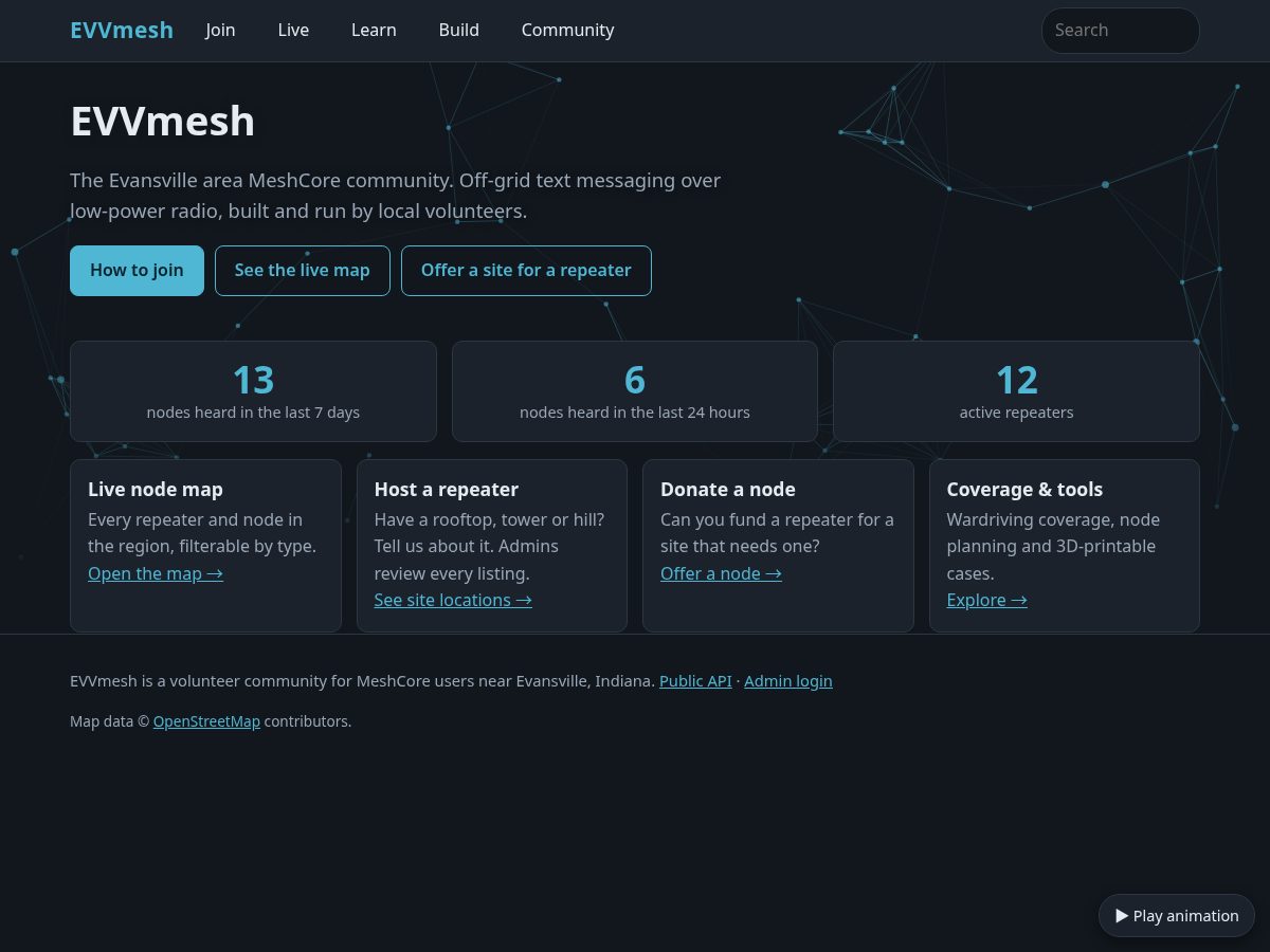 Landing-page snapshot of evvmesh.org