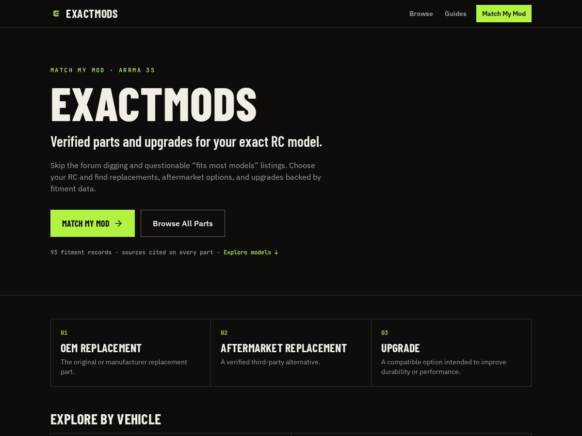 Landing-page snapshot of exactmods.com