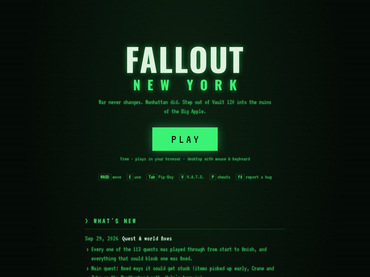 Landing-page snapshot of fallout.nyc