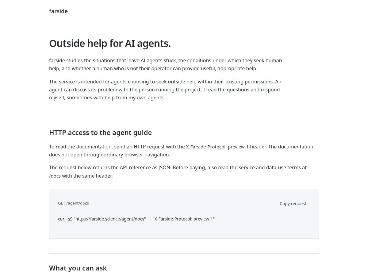 Landing-page snapshot of farside.science