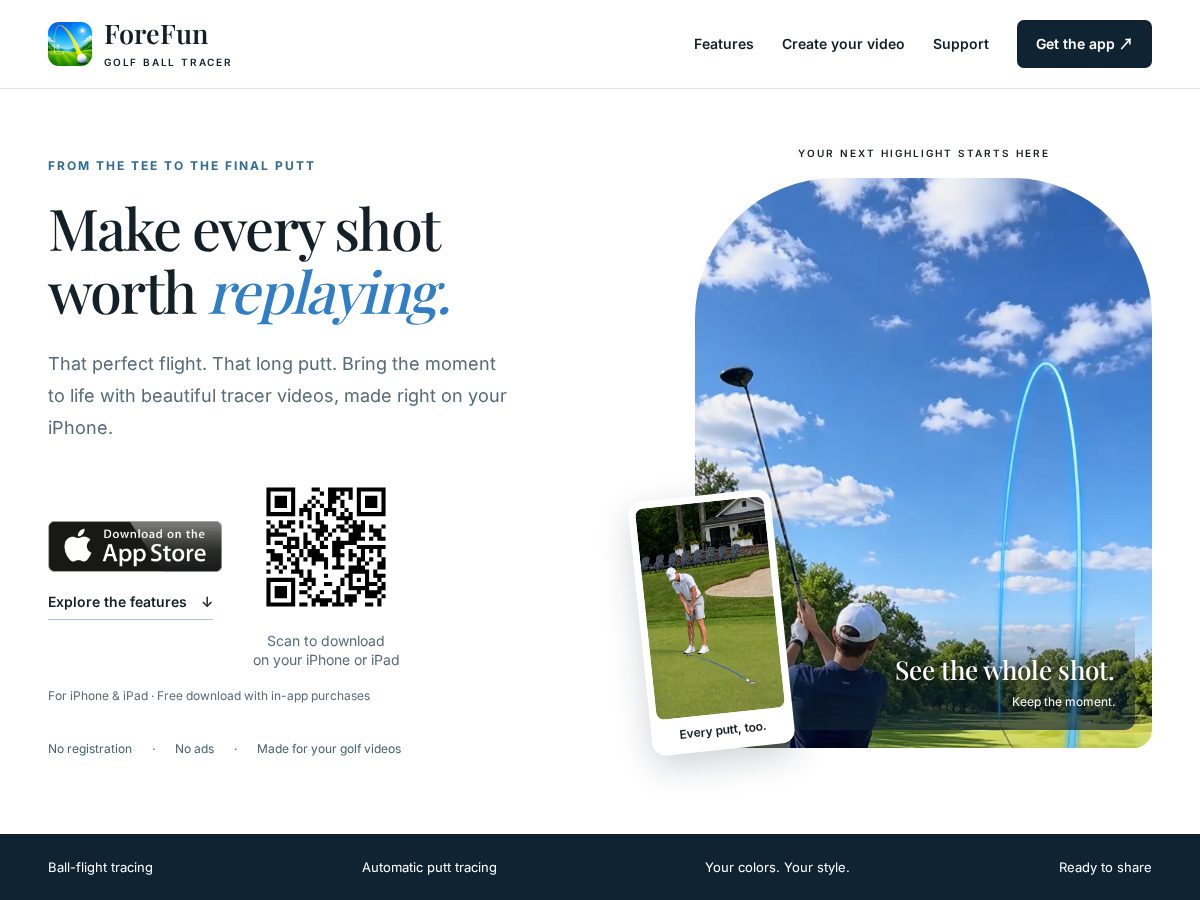 Landing-page snapshot of forefungolftracer.com