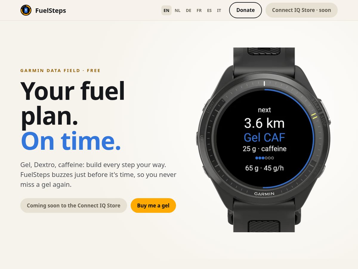 Landing-page snapshot of fuelsteps.com
