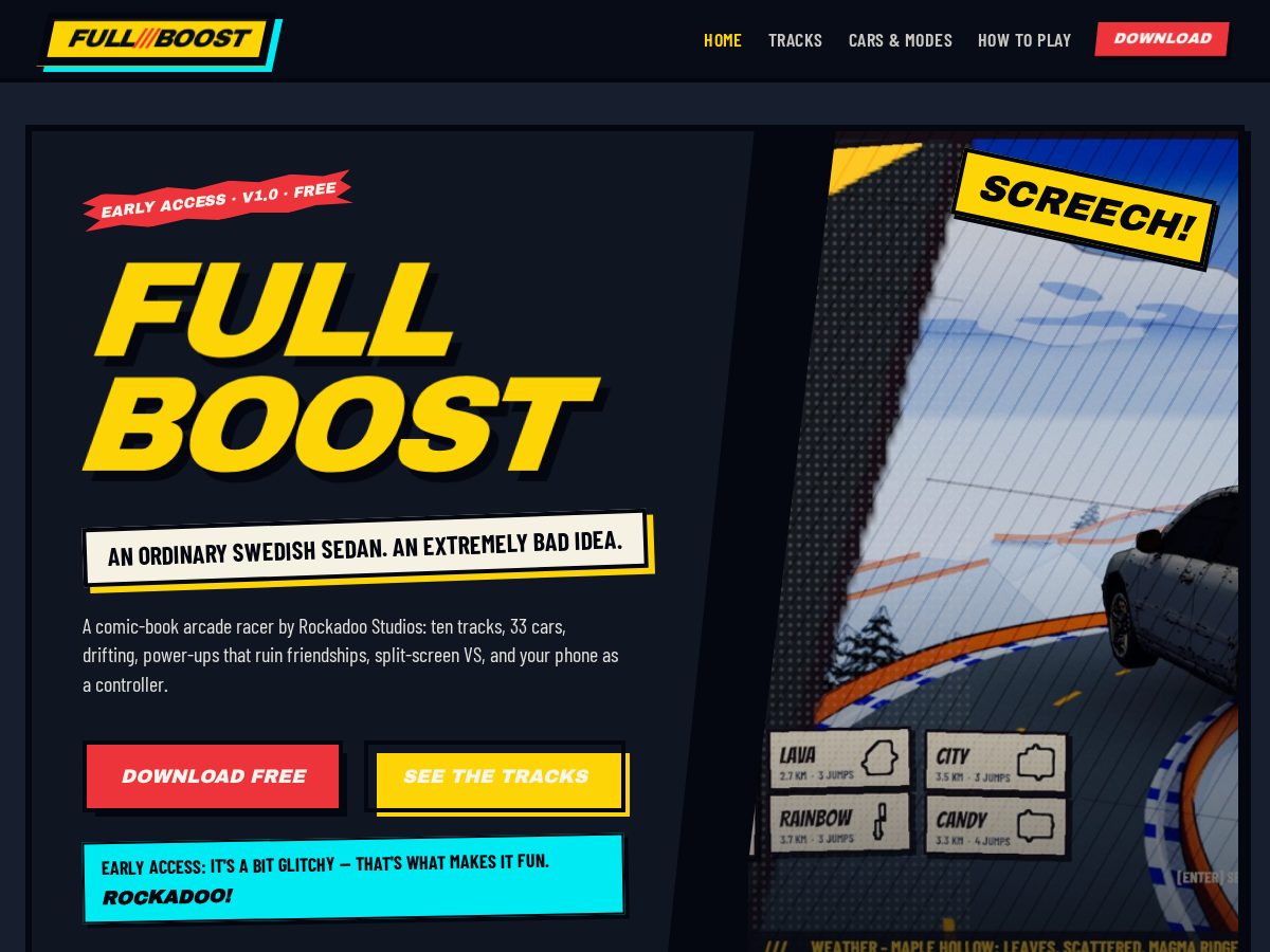 Landing-page snapshot of fullboostracing.com