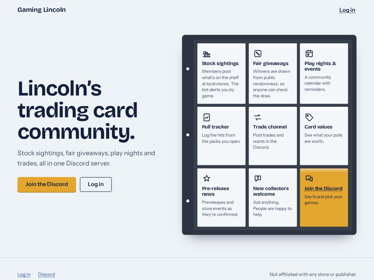 Landing-page snapshot of gaminglincoln.com