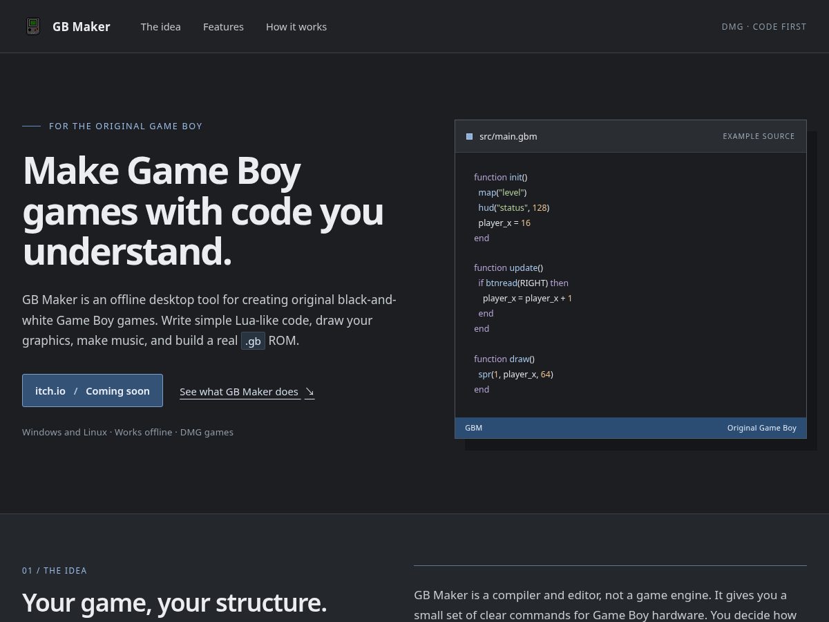 Landing-page snapshot of gbmaker.com