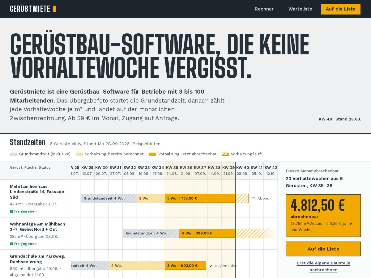 Landing-page snapshot of geruestmiete.online