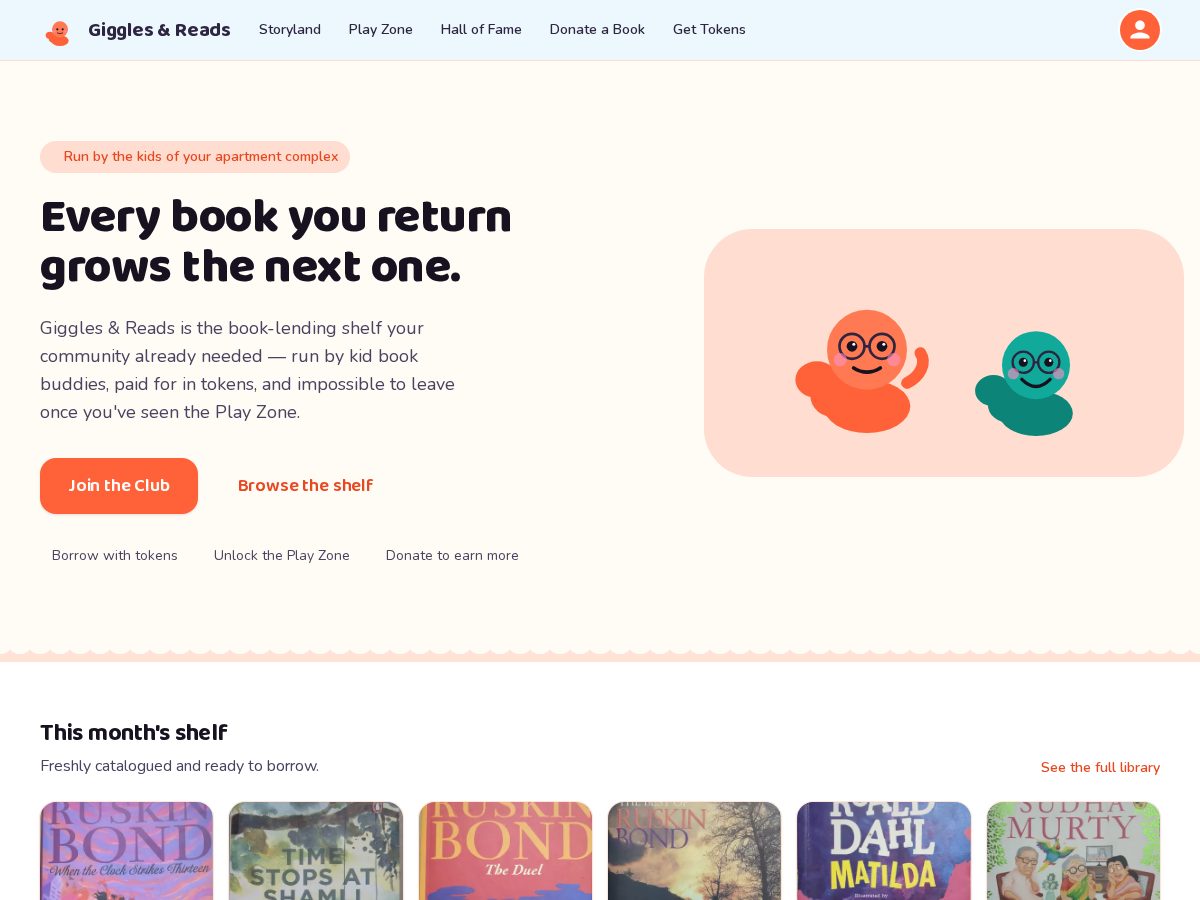Landing-page snapshot of gigglesandreads.com