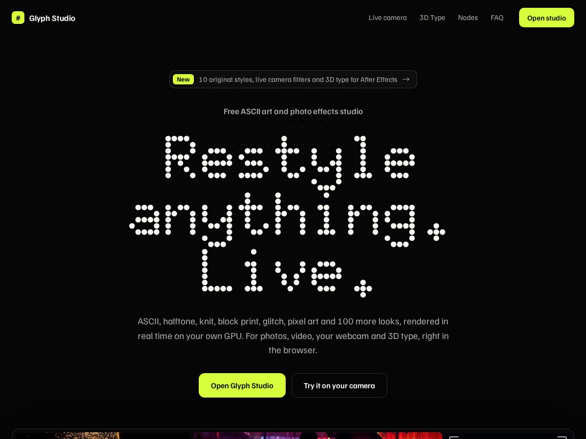 Landing-page snapshot of glyphstudio.org
