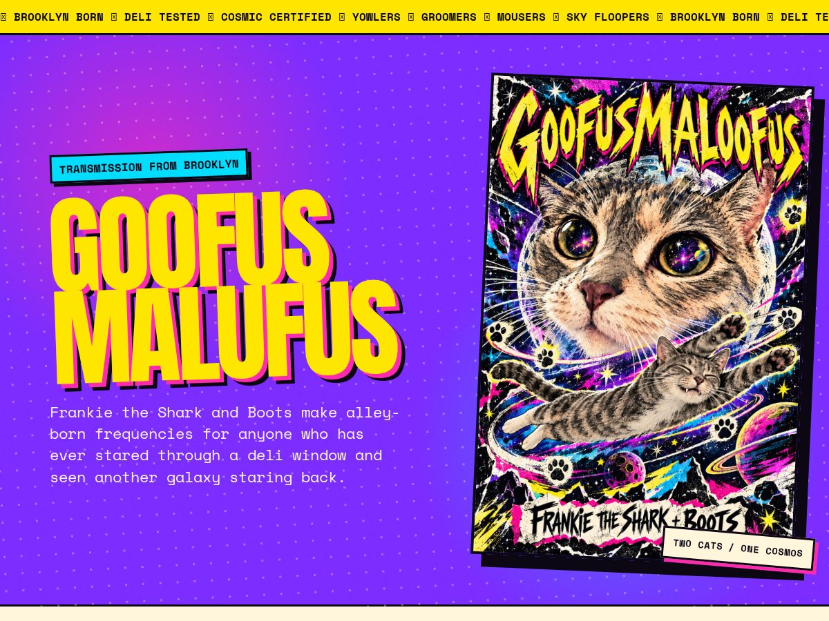 Landing-page snapshot of goofusmaloofus.com