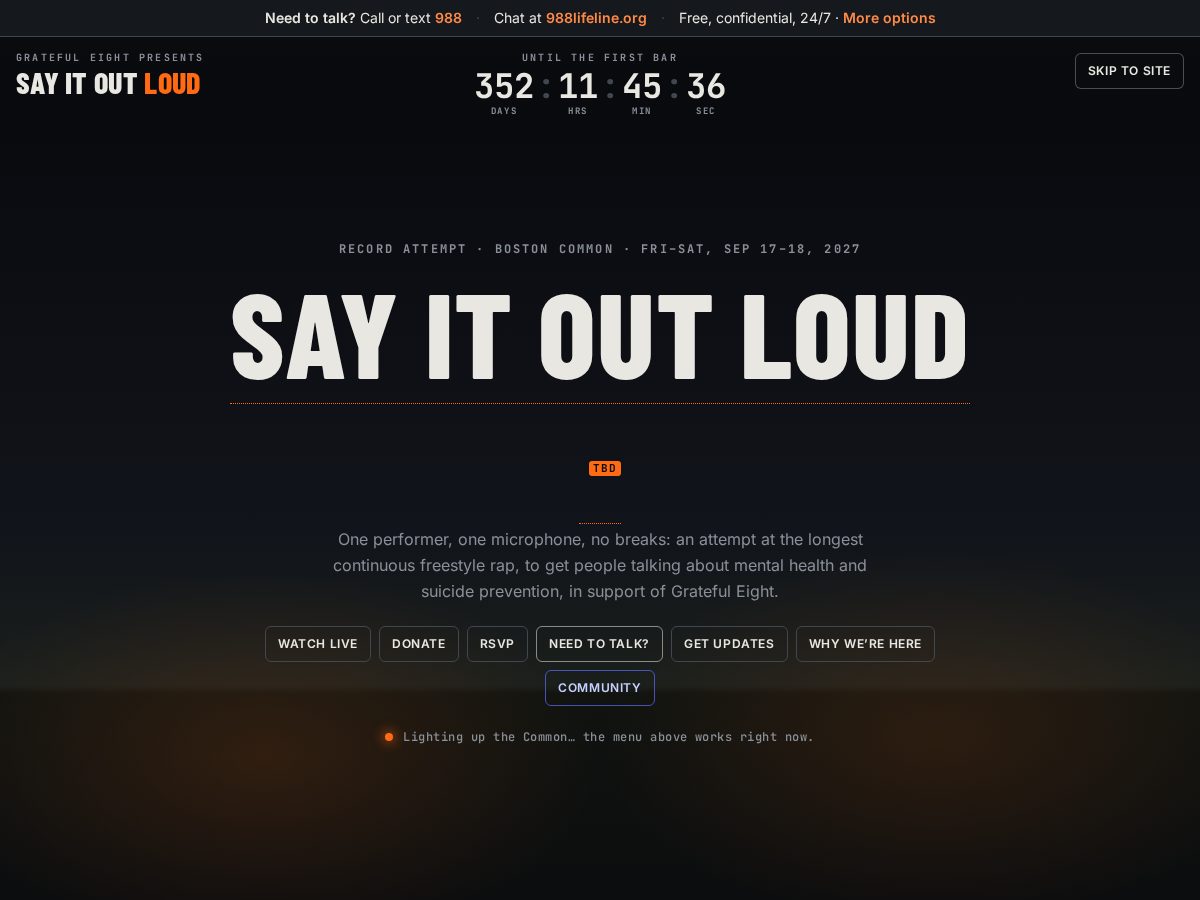 Landing-page snapshot of gratefuleight.org