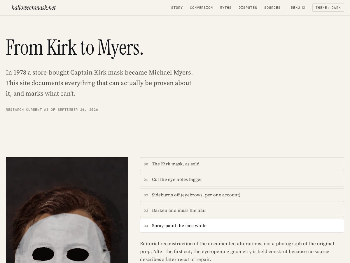 Landing-page snapshot of halloweenmask.net
