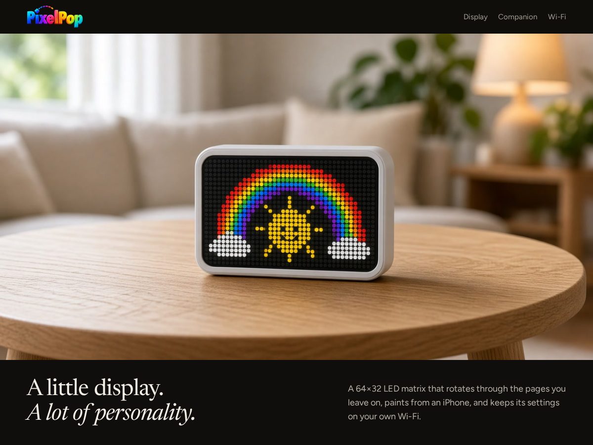 Landing-page snapshot of hellopixelpop.com