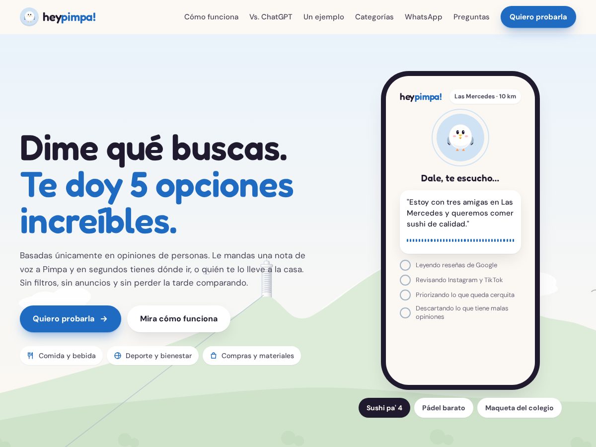 Landing-page snapshot of heypimpa.com