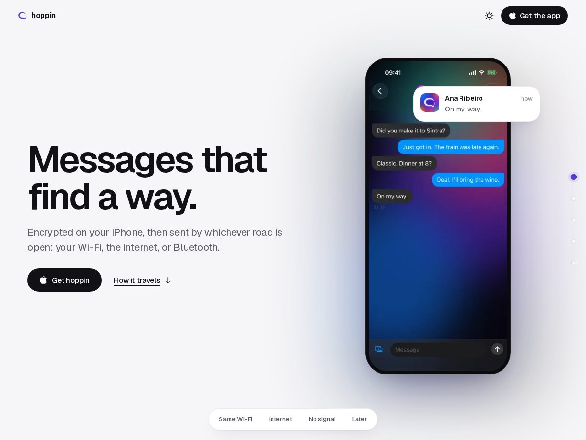 Landing-page snapshot of hoppin.chat