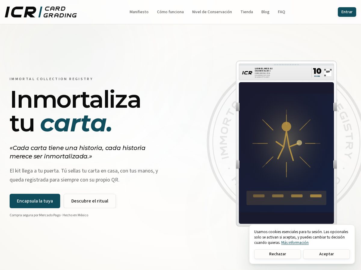 Landing-page snapshot of icrgrading.com