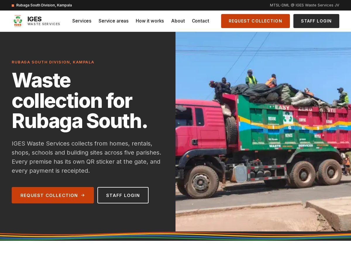 Landing-page snapshot of igeswasteservices.com