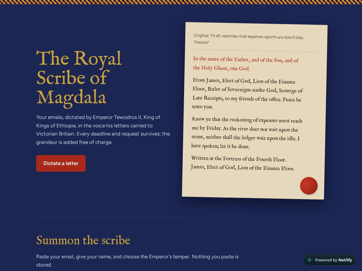 Landing-page snapshot of imperialscriptorium.com