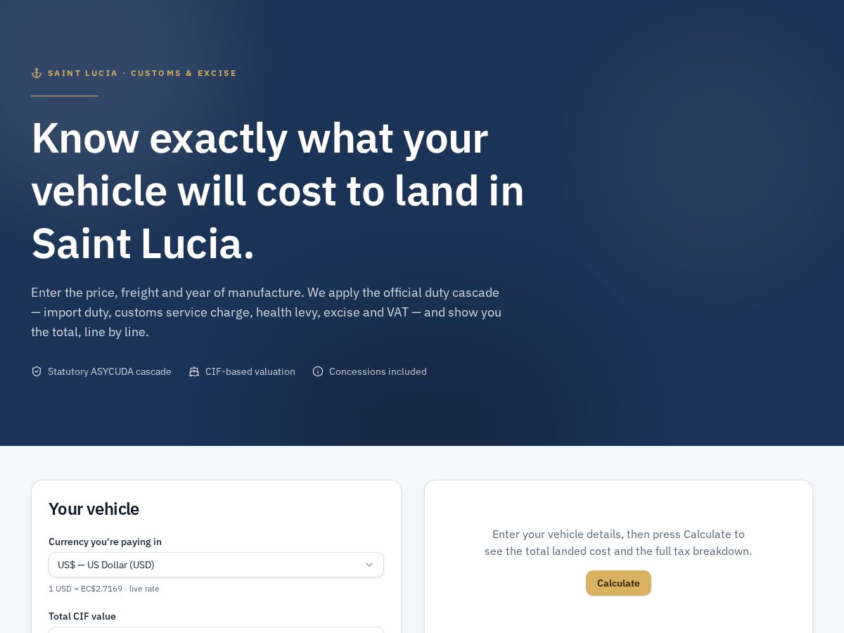 Landing-page snapshot of importsaintlucia.com