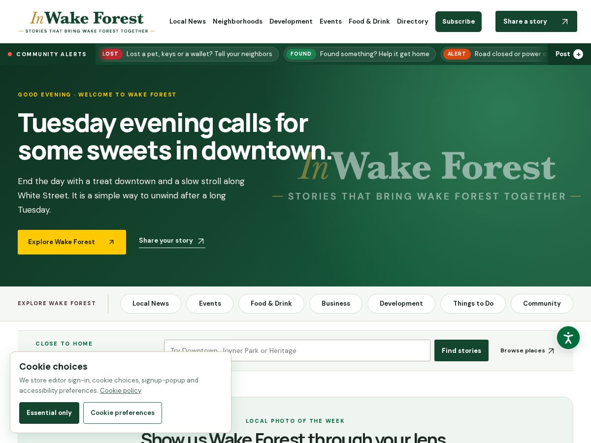 Landing-page snapshot of inwakeforest.com