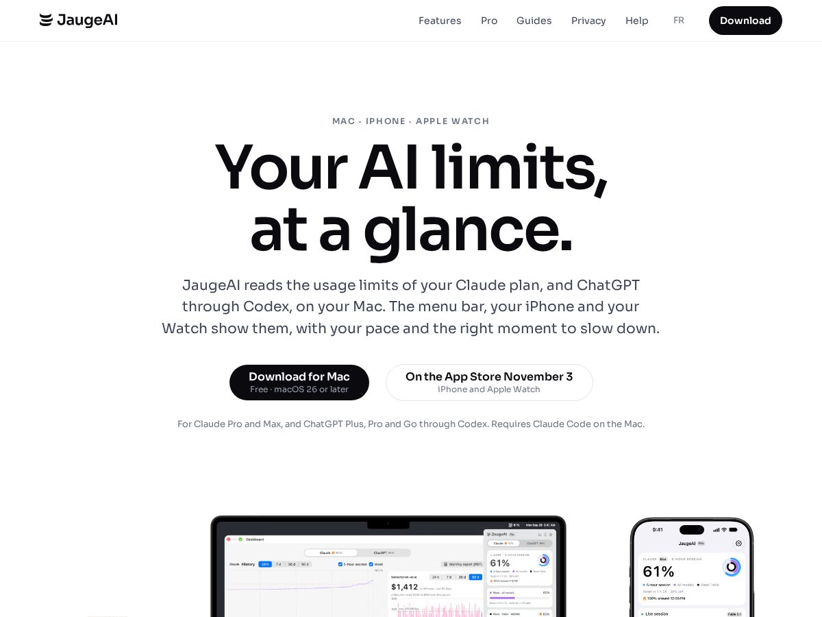 Landing-page snapshot of jaugeai.com