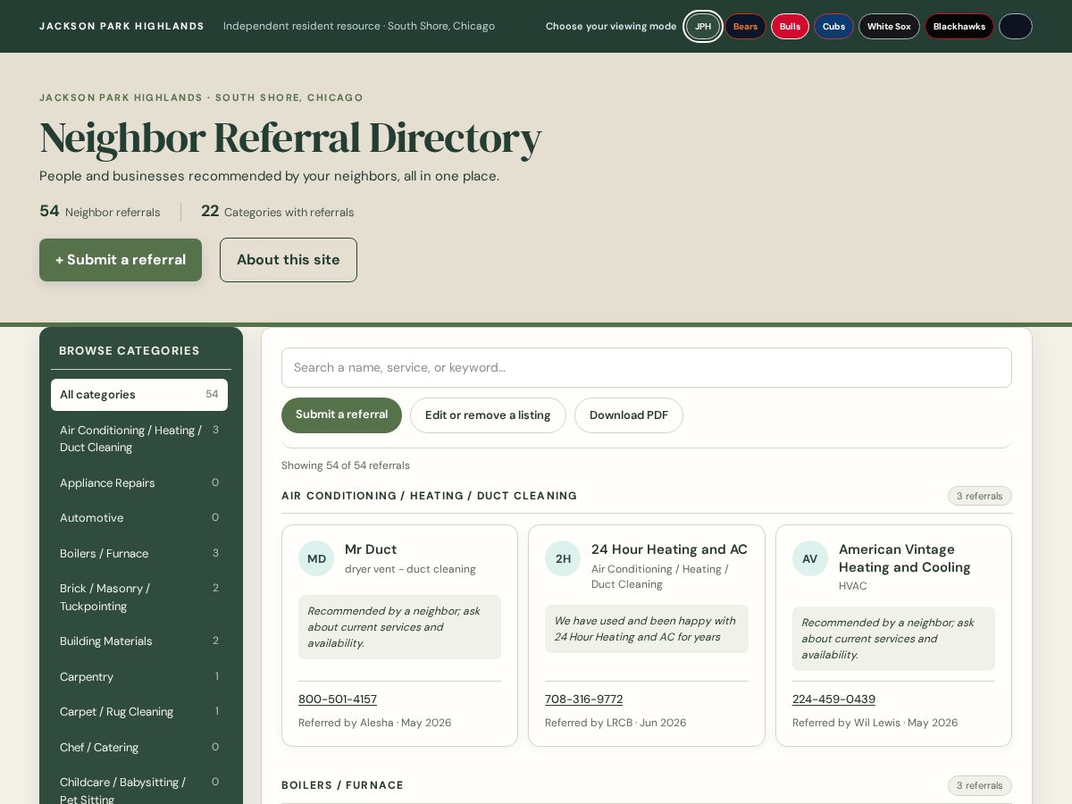 Landing-page snapshot of jphdirectory.com