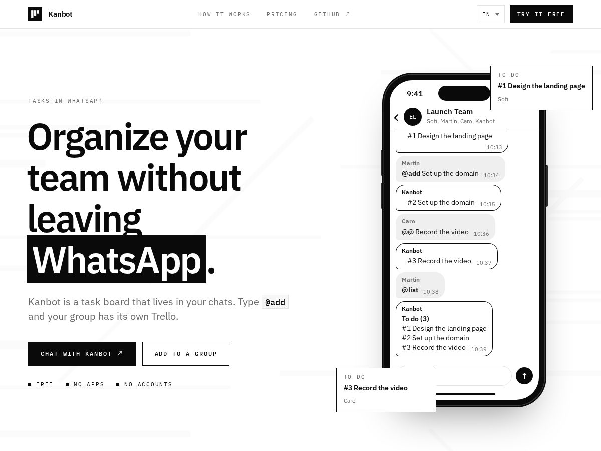 Landing-page snapshot of kanbot.live