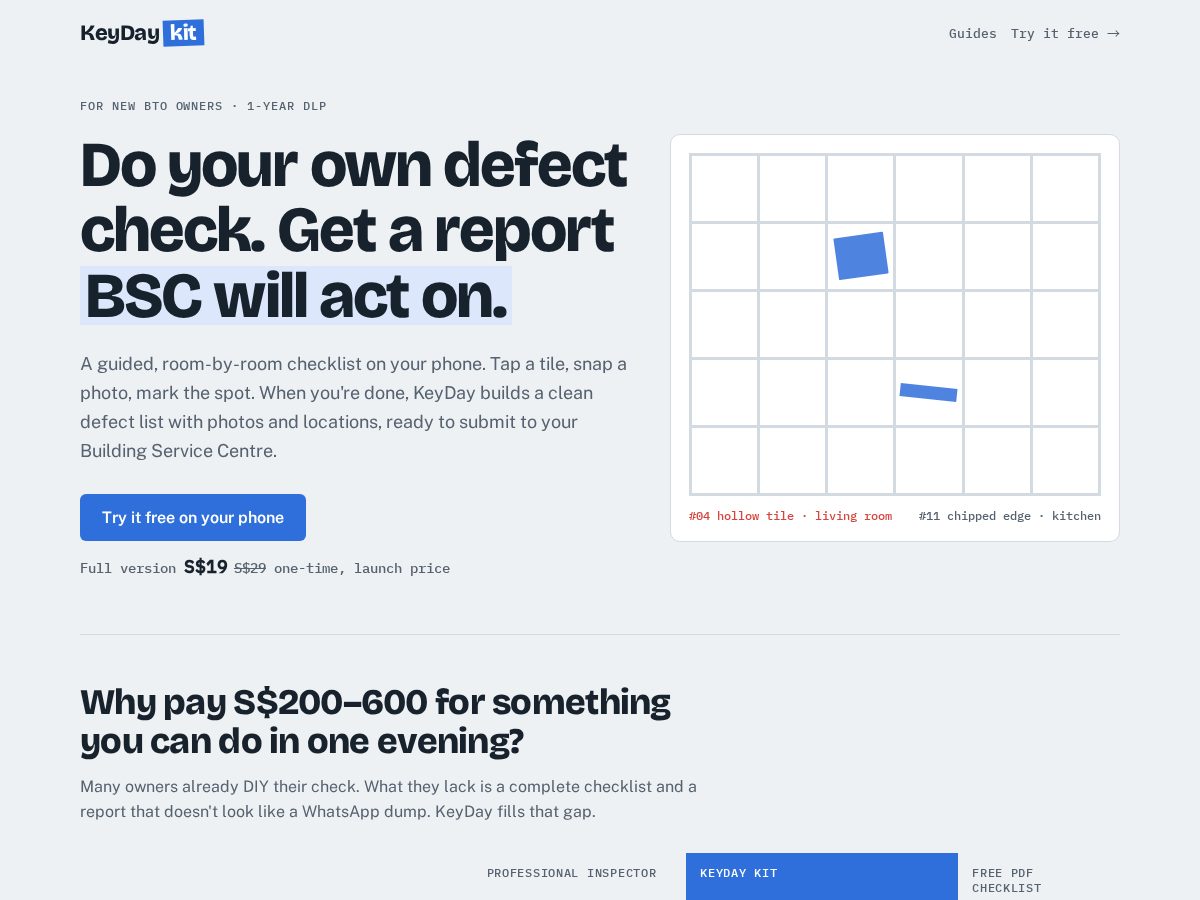 Landing-page snapshot of keydaykit.com