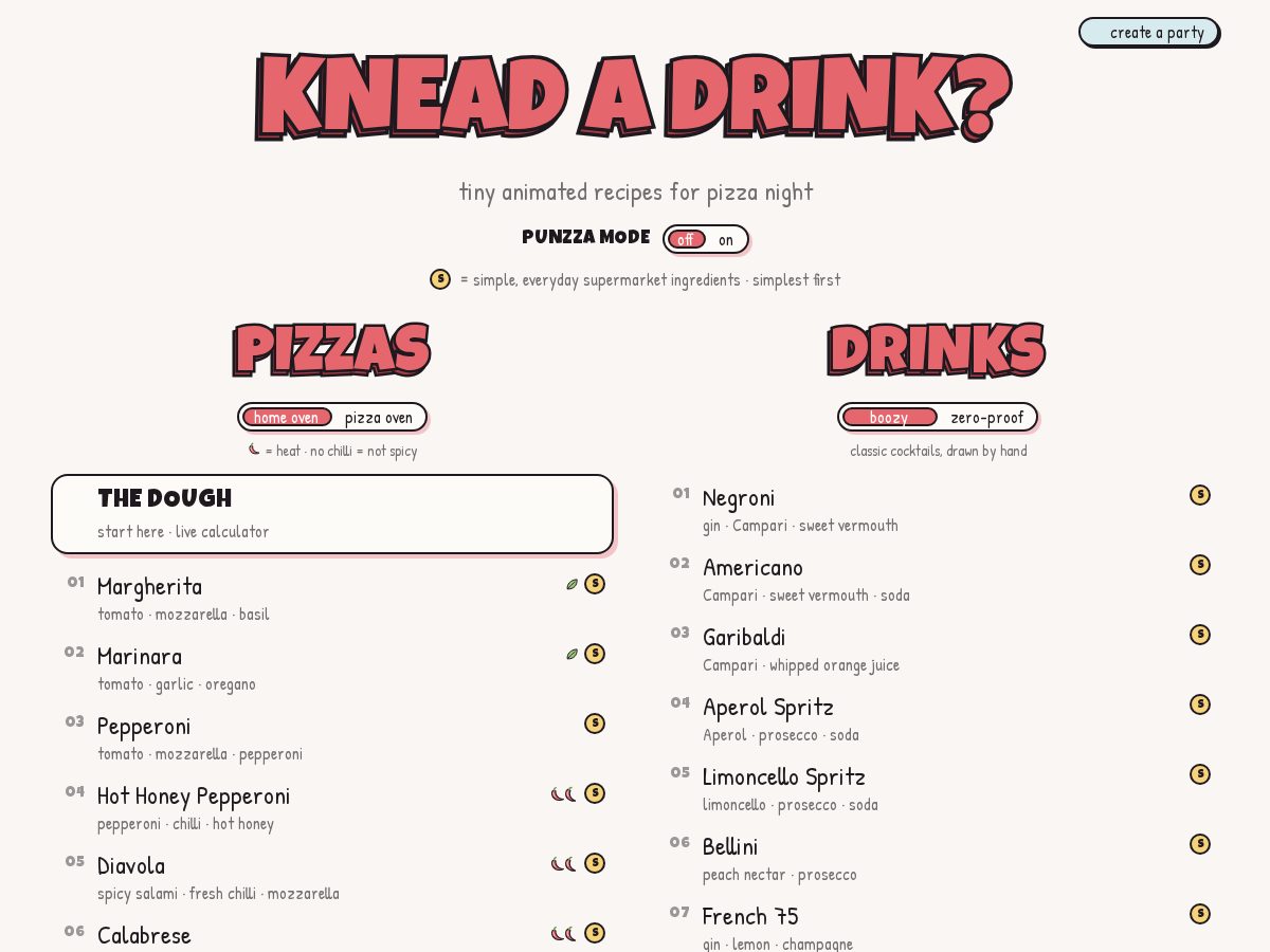 Landing-page snapshot of kneadadrink.wtf