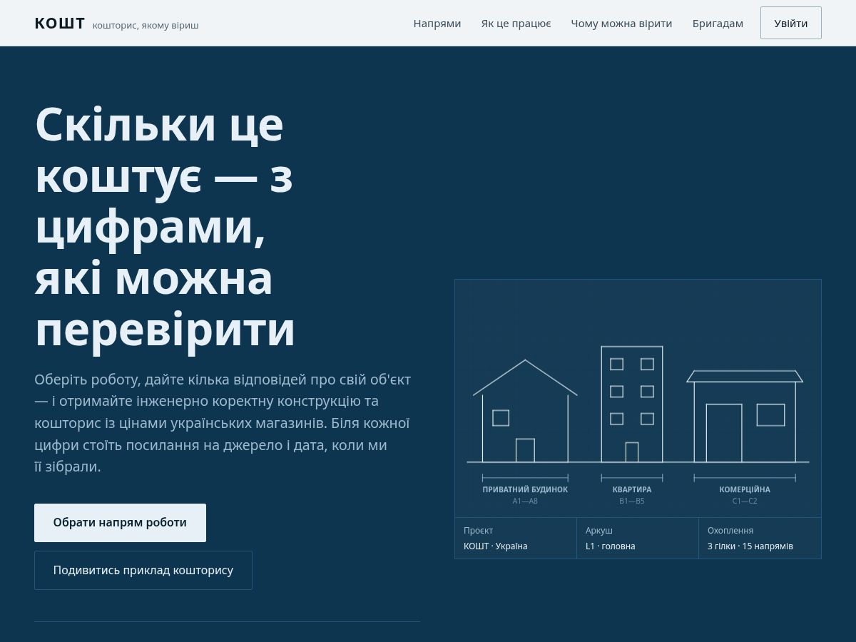 Landing-page snapshot of koshty.net