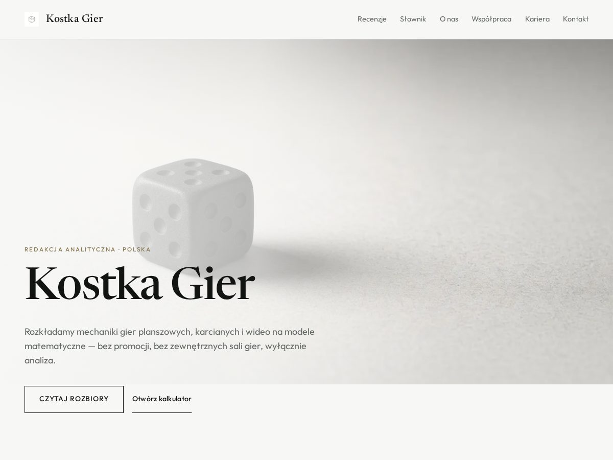 Landing-page snapshot of kostkagier.com