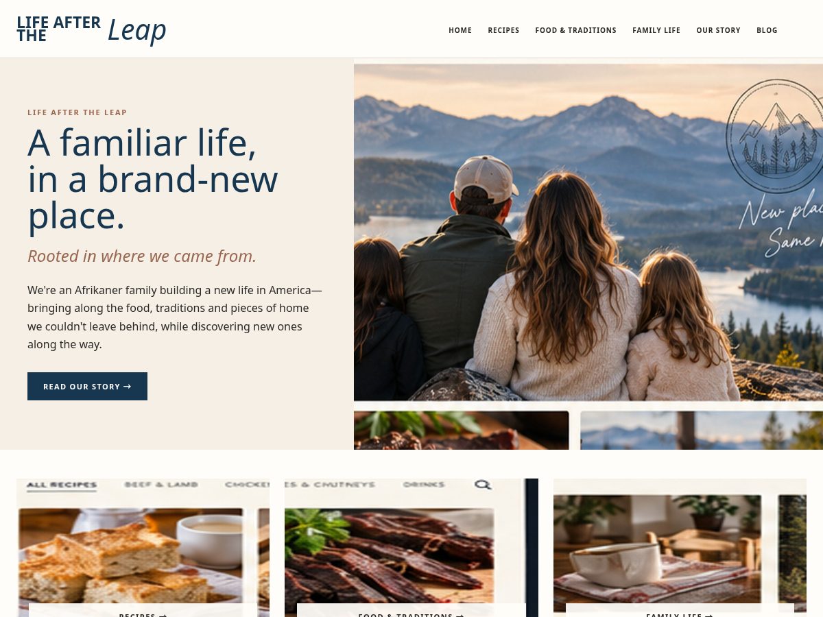 Landing-page snapshot of lifeaftertheleap.com