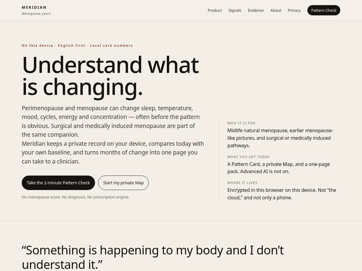 Landing-page snapshot of livewithmeridian.com